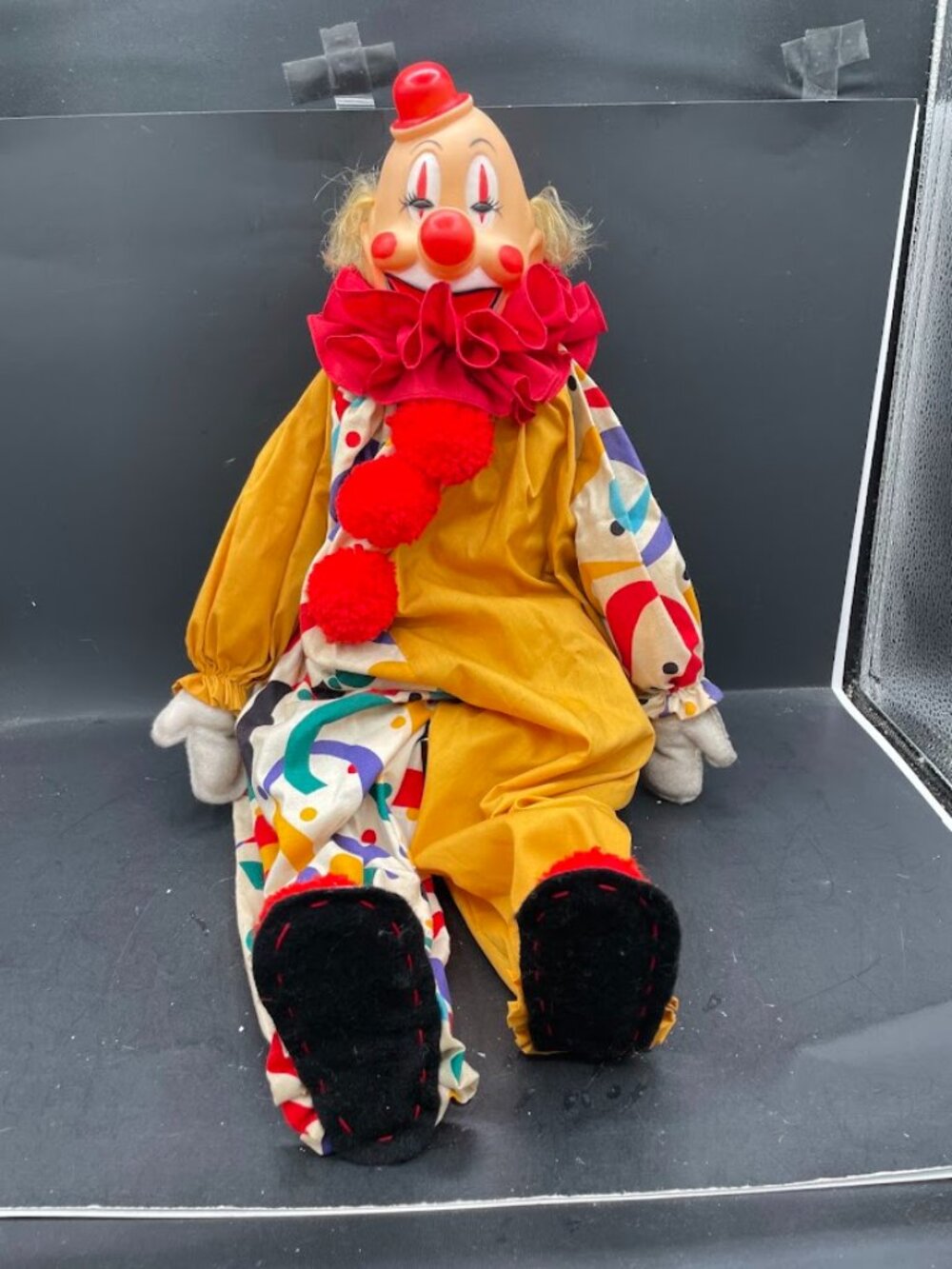 Handcrafted Clown Doll Wood Block Body Shelf Sitter Colorful Clown Circus Funny